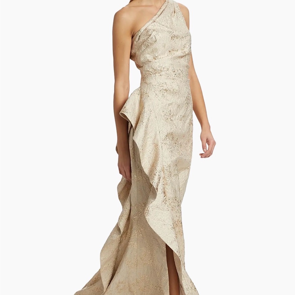 Chic One-Shoulder Gold Evening Dress